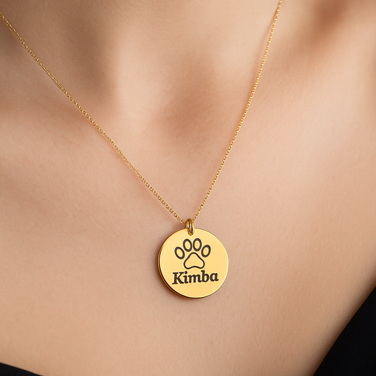 Engraved Paw Print Necklace