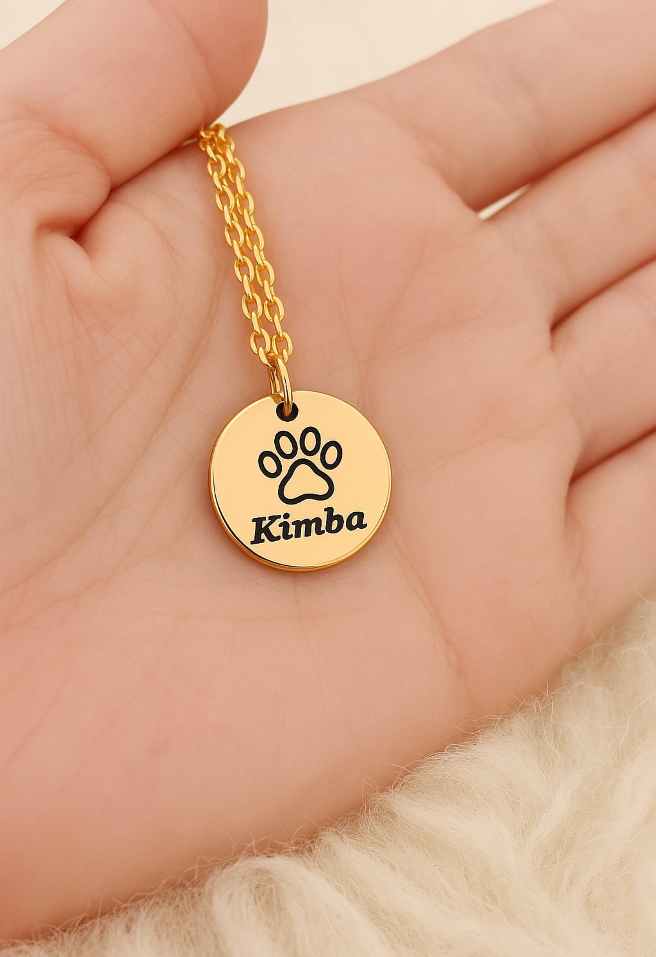 Engraved Paw Print Necklace