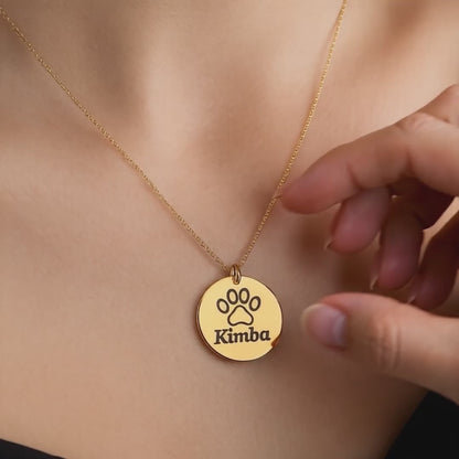 Engraved Paw Print Necklace